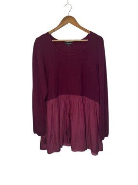 Torrid Top Long Sleeve Maroon Top With Flowy Bottom Office Dark Academia Size 3